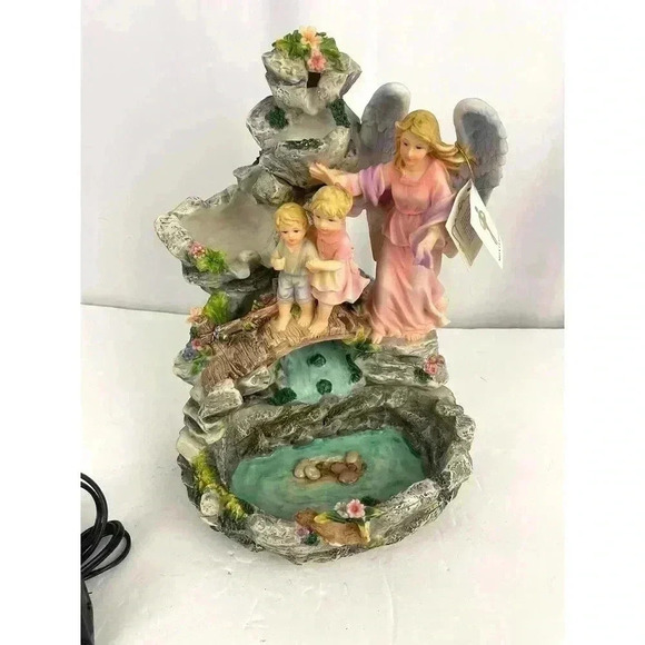 Montefiori Collection Figurine Angel Guarding Children Religious Water Fountain - Picture 1 of 16
